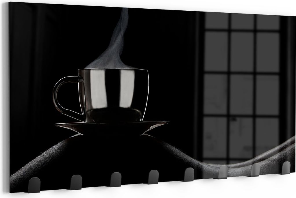 DEQORI Kleiderhaken Glas 60x30 cm 'Sinnliche Kaffeepause' Wand Garderobe beschreibbar Paneel