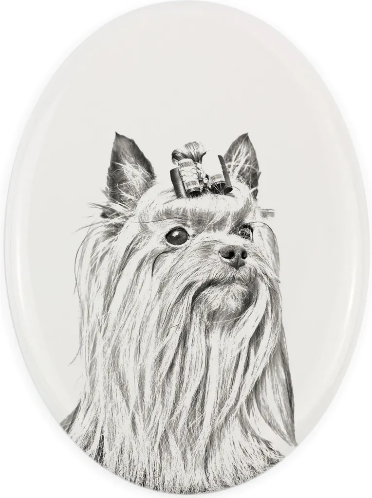 Targa Ovale Yorkshire Terrier Art-Dog: Immagine Cane per Lapide Esterna