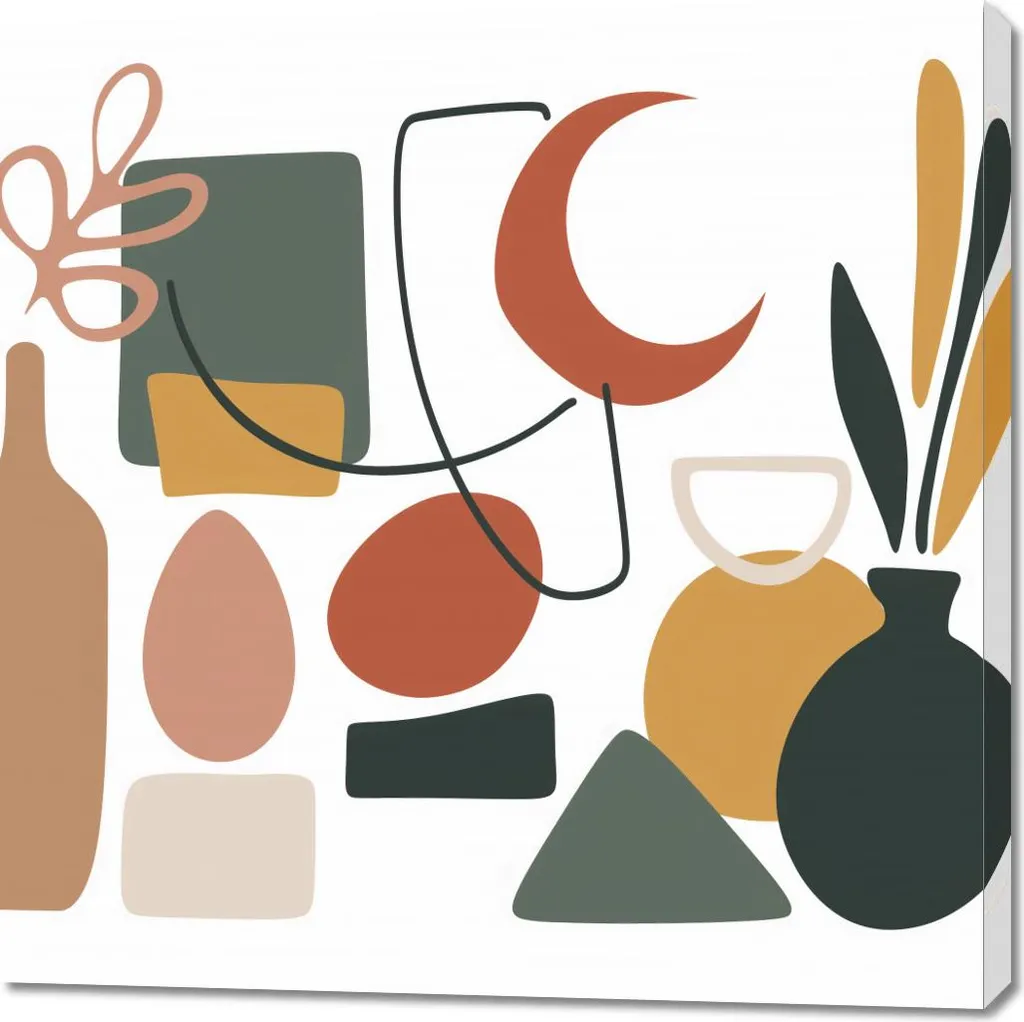 Tableau Carré 100x100 cm Formes Libérées - Décoration Murale Abstraite