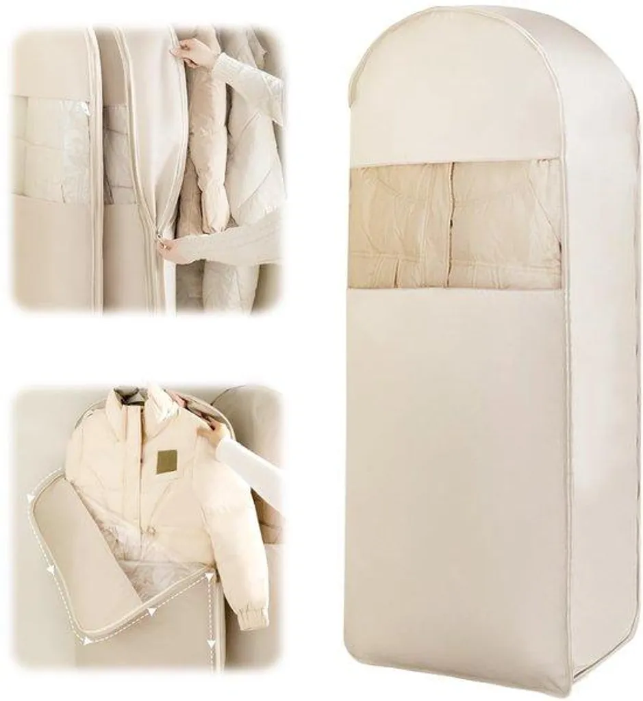 Yiomxhi Housse à Vêtements Suspendue Autocompressive Beige pour Costume