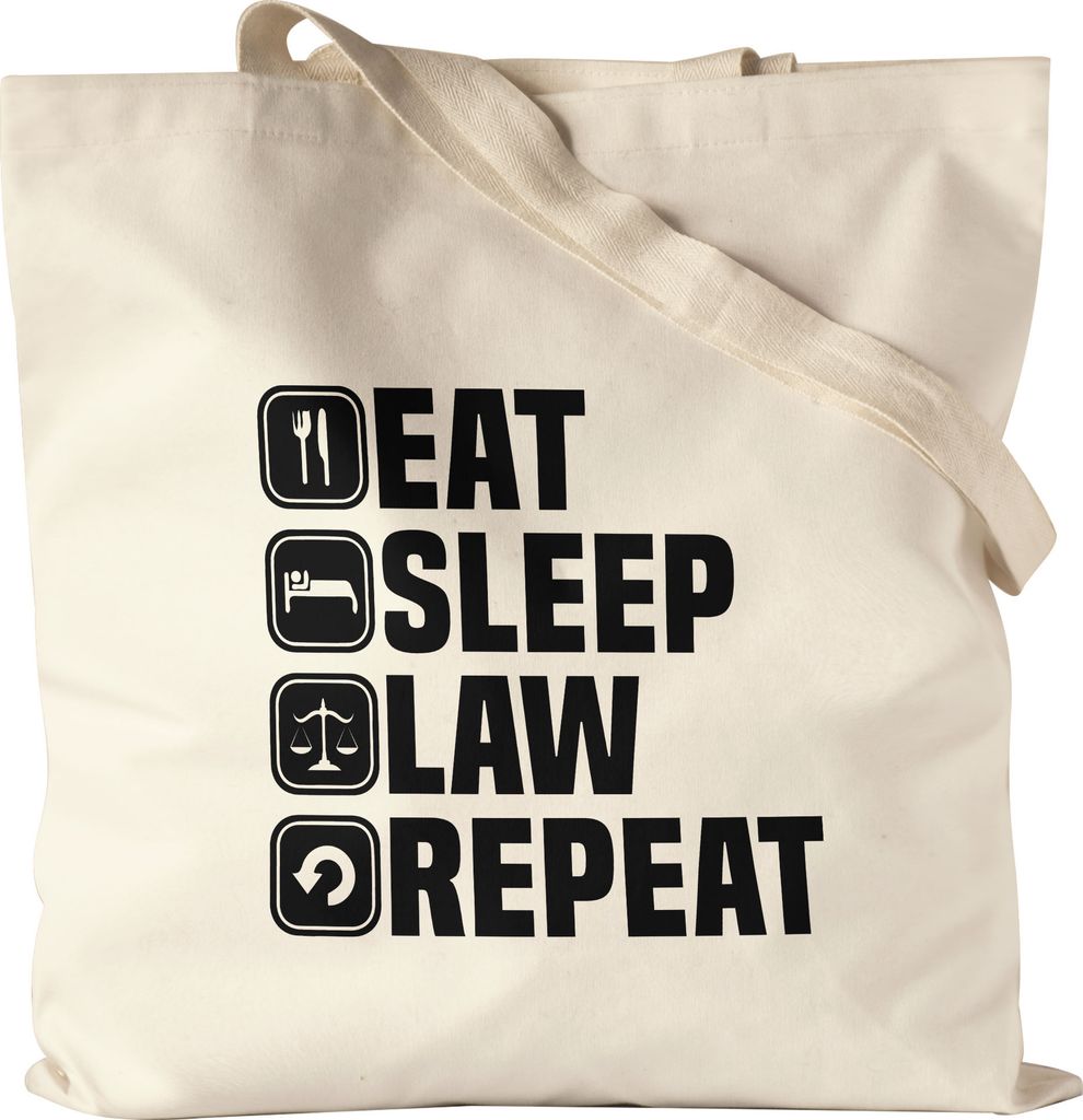 Eat Sleep Law Repeat Jutebeutel Stoffbeutel Student Lernen Produktbild 