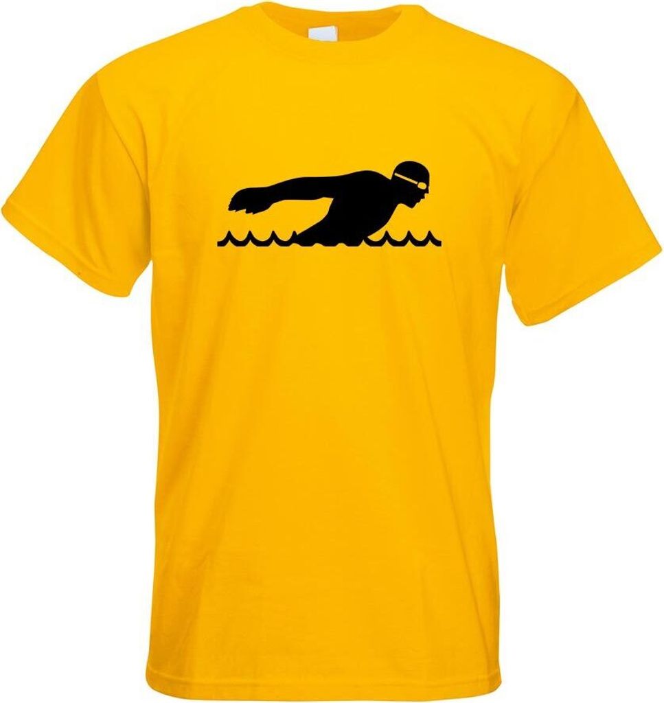 Kiwistar - T-Shirt - gelb - Triathlon Sportler Figur Motiv Bedruckt Funshirt Design Print - mit Motiv Bedruckt - Funshirt Design - Sport - Freizeit...