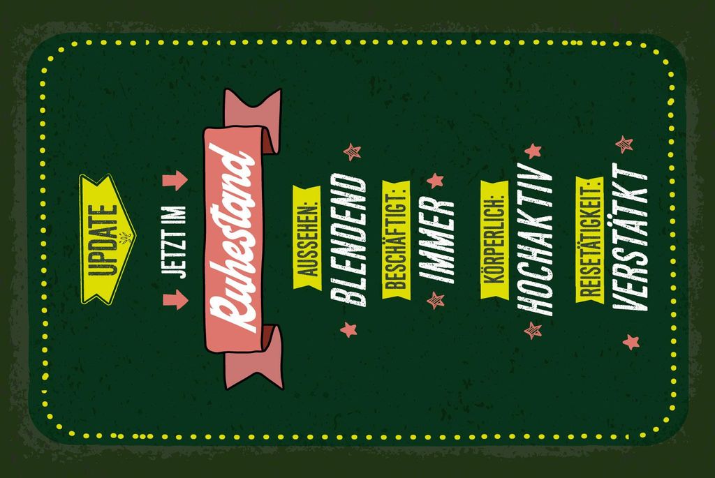 vianmo Blechschild 30x20 cm Update jetzt im Ruhestand