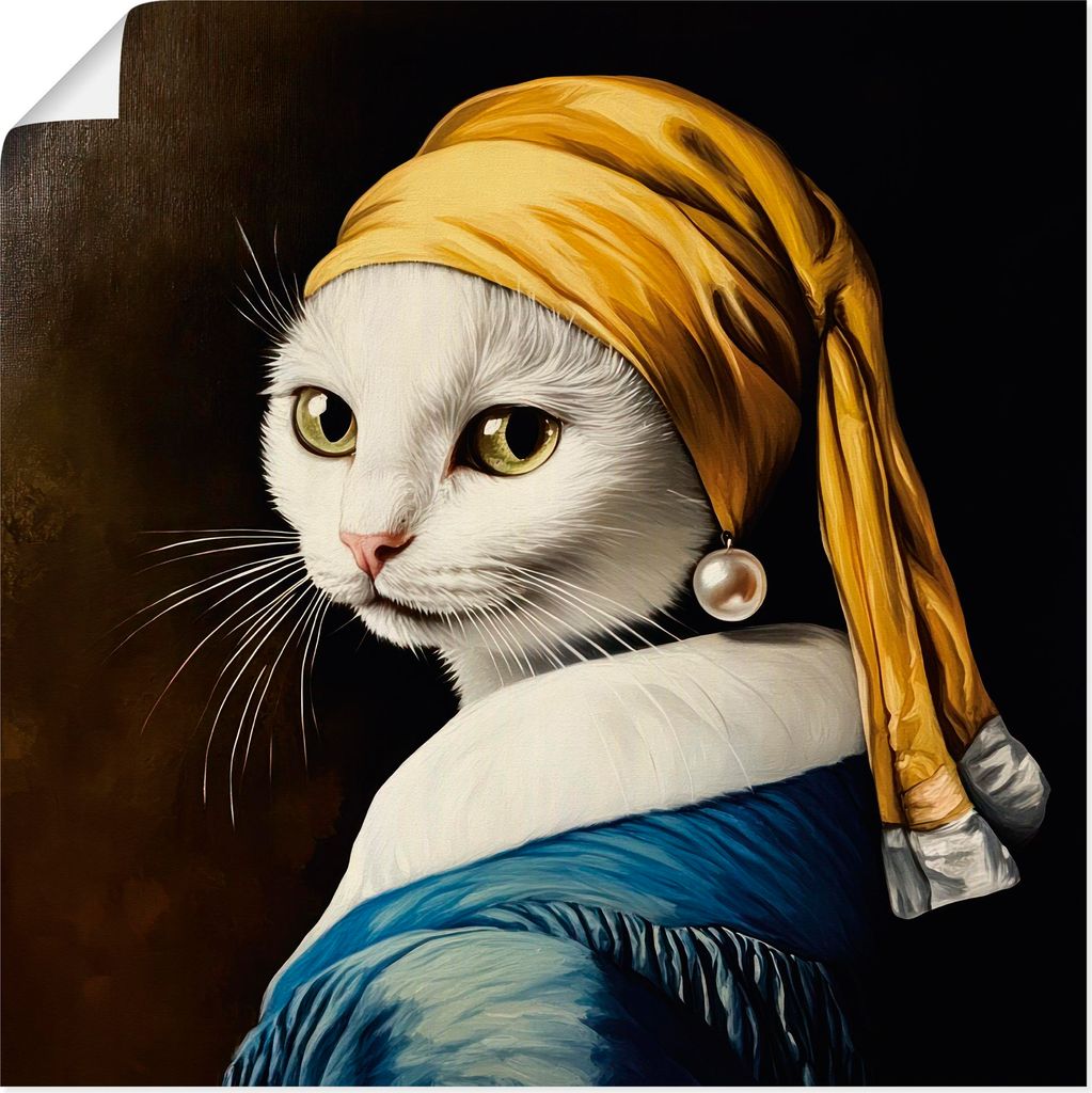 ARTland Poster Die Katze mit dem Perlenohrring Größe: 50x50 cm