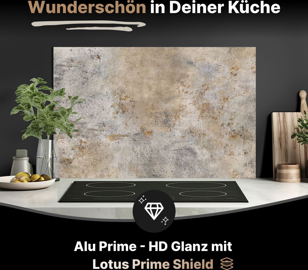 Spritzschutz Küchenrückwand aus Aluminiumverbund Glanz - 3mm - 60x50 cm - Grauer Zement Hintergrund