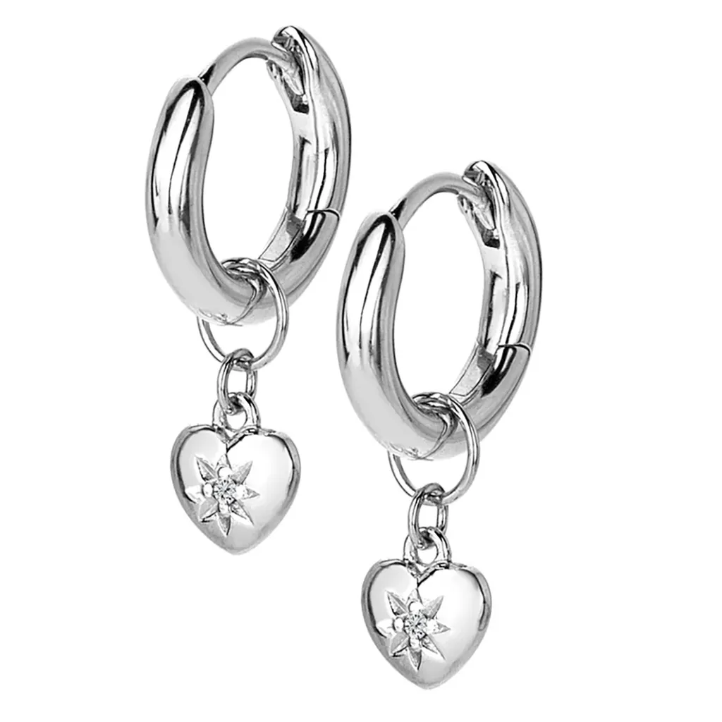 Boucles d'oreilles Diamants Chauds DE718 - Éclat Intense et Design Coeur