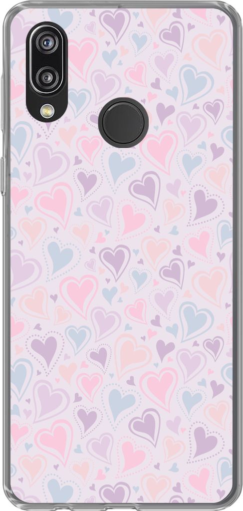 MuchoWow Handyhülle Schutzhülle Hülle für Telefoonhoesje Huawei P20 Lite (2020) Mädchen - Herzen - Schnittmuster - Mädchen - Kinder - Kinde...