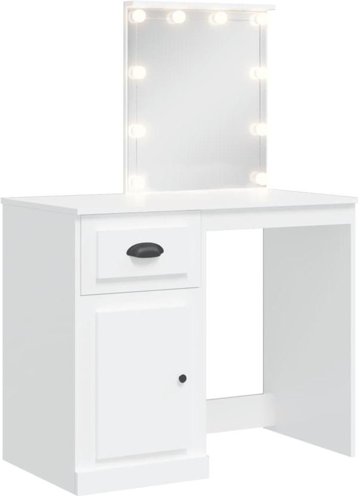 toaletný stolík vidaXL s LED svetlami biely 90x42x132,5 cm Obrázok produktu 