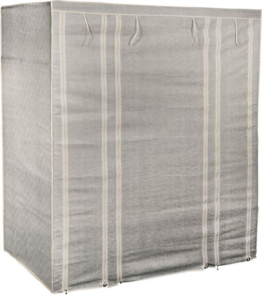 MSV XXL Kleiderschrank Stoffschrank Faltschrank Stoffkleiderschrank Vlies grau 135 x 45 x 175 cm