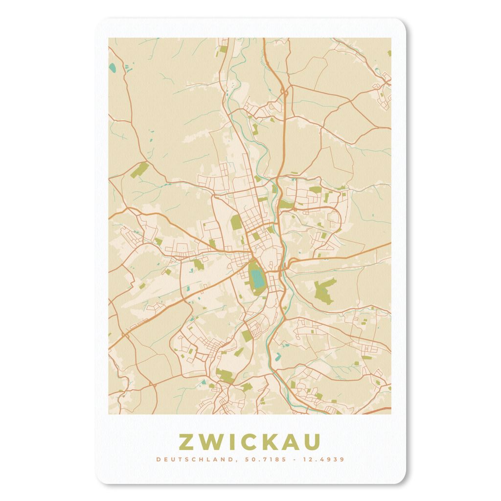 MuchoWow Mauspad Mousepad Karte - Zwickau - Karte - Vintage - Stadtplan 40x60 cm - Mousepads - Maus Mat - Pad - Mausunterlage - Schreibtisch Acce...