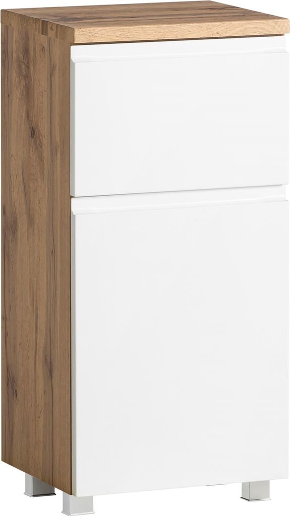 Unterschrank >Paris< in weiß, wotaneiche, MDF - 40x79x35cm (BxHxT)