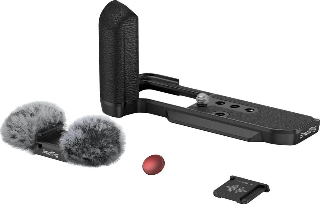 Rail ergonomique en L noir 4876 avec support cold shoe pour accessoires