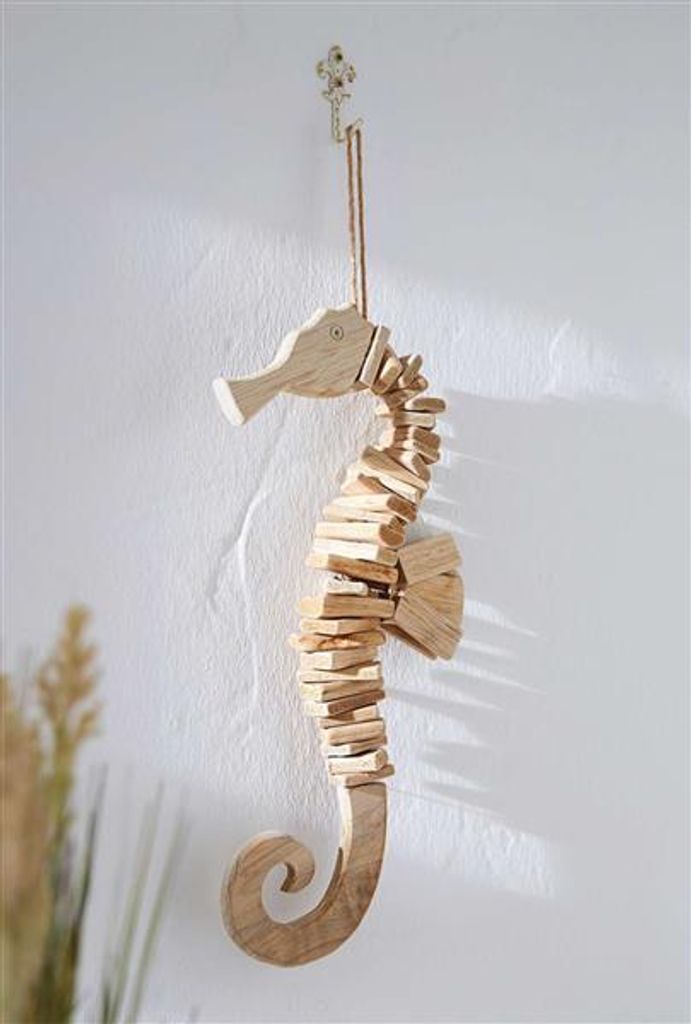 Dekohänger "Seepferdchen" aus Treibholz, 45 cm hoch, Hängedeko, Türdeko, Wanddeko, Fensterdeko