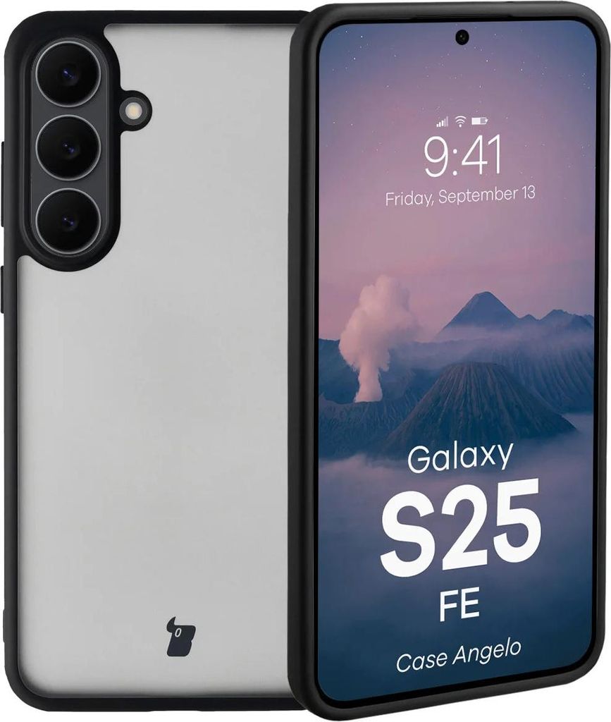 Handyhülle für Galaxy S25 FE, Bizon Case Angelo, Getönte mit schwarzem Rahmen
