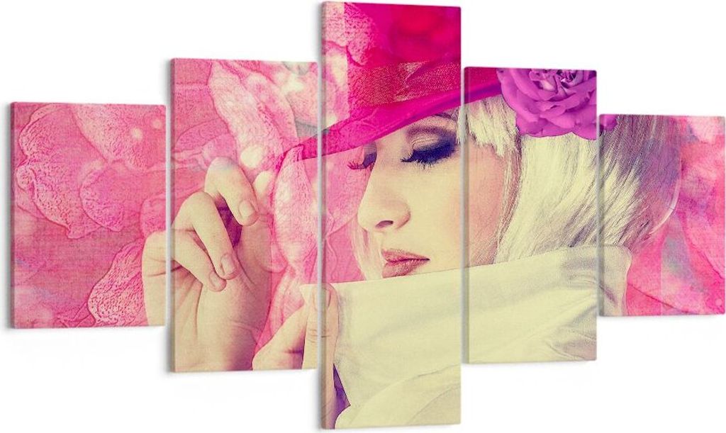 Bild auf Leinwand - Leinwandbild - weiblich Blumen- Blume Mode - 125x70cm - Wand Bild - Wanddeko - Leinwanddruck - Bilder - Kunstdruck - Wanddekora...
