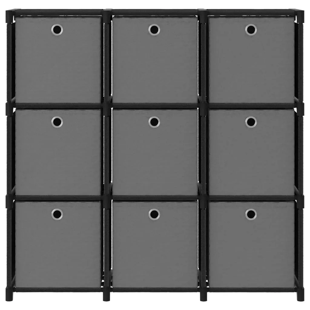 SYFAX Scaffale Portagiochi 9 Cubi Nero | Mobile Tessuto 107,5 cm