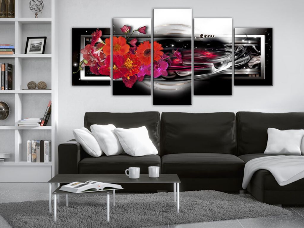 Akustikbild Blumen Galaxy 200x100 cm Bilder Akustikschaum Hochleistungsschallabsorber Schallschutz Leinwand 5 tlg Wandbild Raumakustik Schalldämmu...