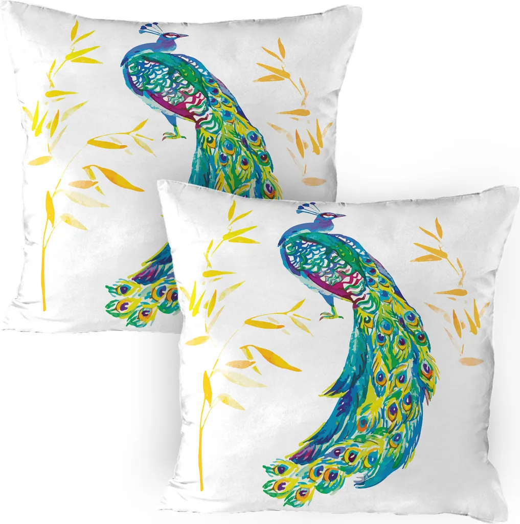 ABAKUHAUS Federa Pavone 80x80 cm Set 2 Pezzi - Arredo Digitale Vivido