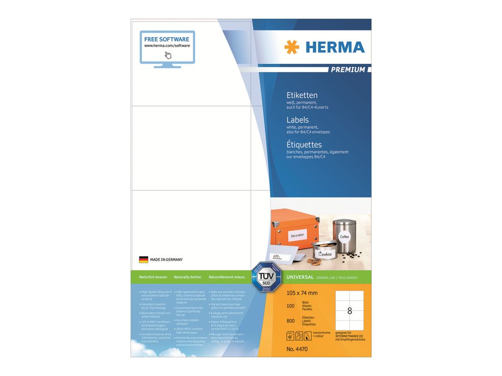 HERMA SuperPrint - Etiketten - weiß - A7 (74 x 105 mm) - Immagine del prodotto 