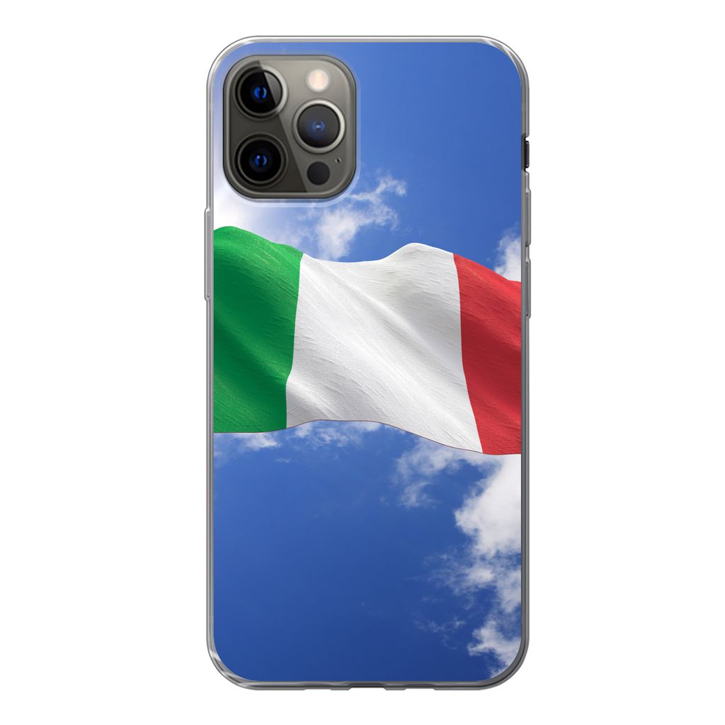 MuchoWow Handyhülle Schutzhülle Hülle für iPhone 13 Pro Die Flagge Italiens weht am Himmel Silikon Softcase Handy Hülle - Handy-Tasche