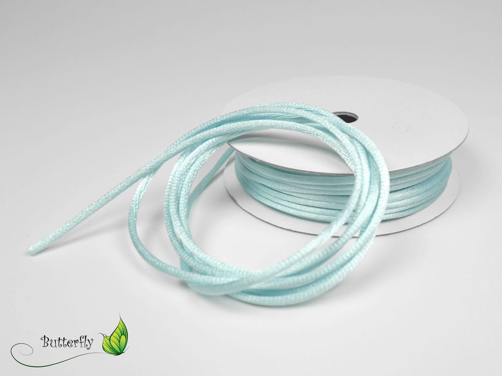 10m Rolle Flechtkordel Satin 2mm, Farbe:blass aqua 324