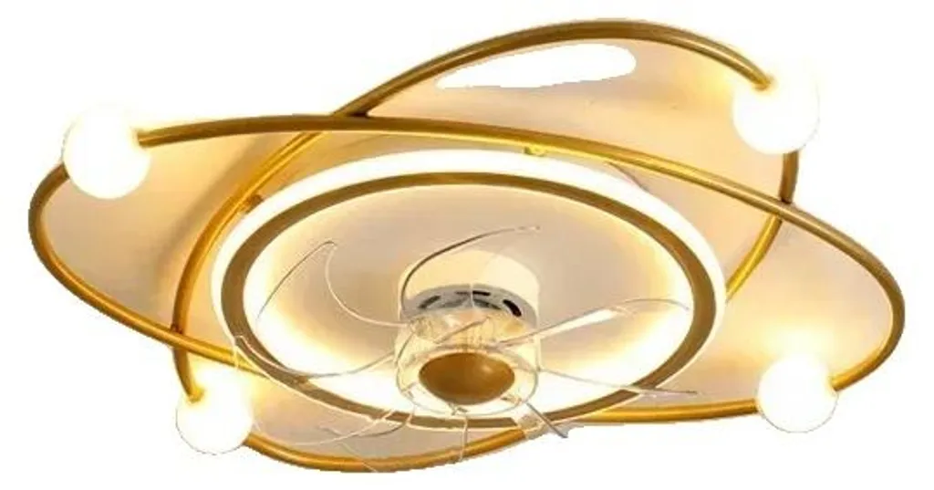 Plafonnier ventilateur LED doré dimmable avec télécommande sans fil - 107cm