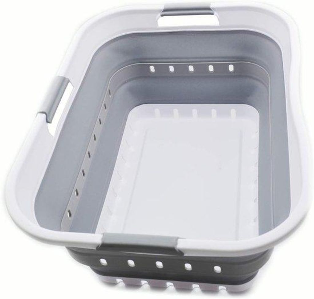Opvouwbare Waschbecken 42L – Pop-up Kunststoff Aufbewahrungsbox – Tragbarer Organizer – Raumsparend – Weiß/Grün