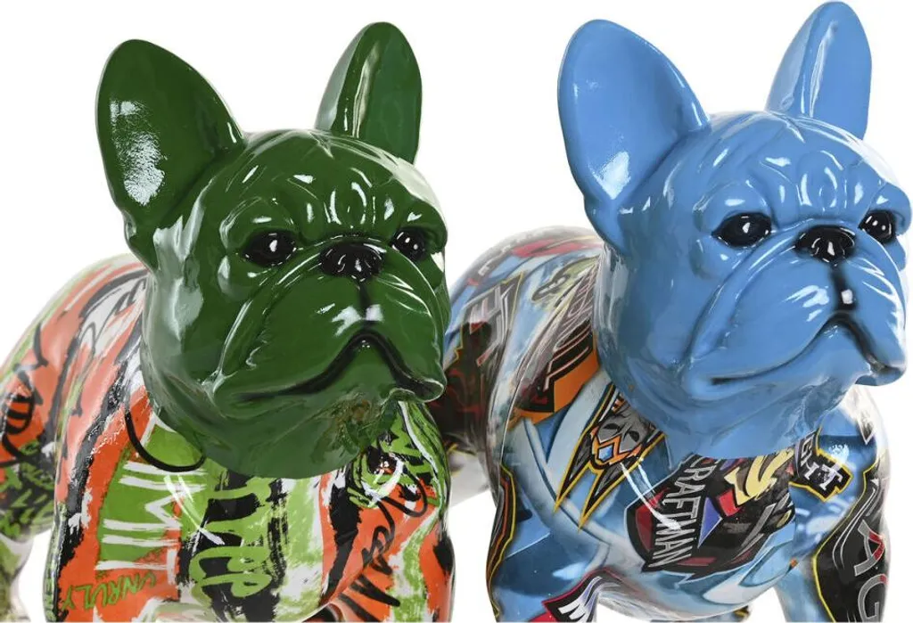 Figurine Chien Design Bleu et Vert Home ESPRIT - Duo Déco Multicolore - 3