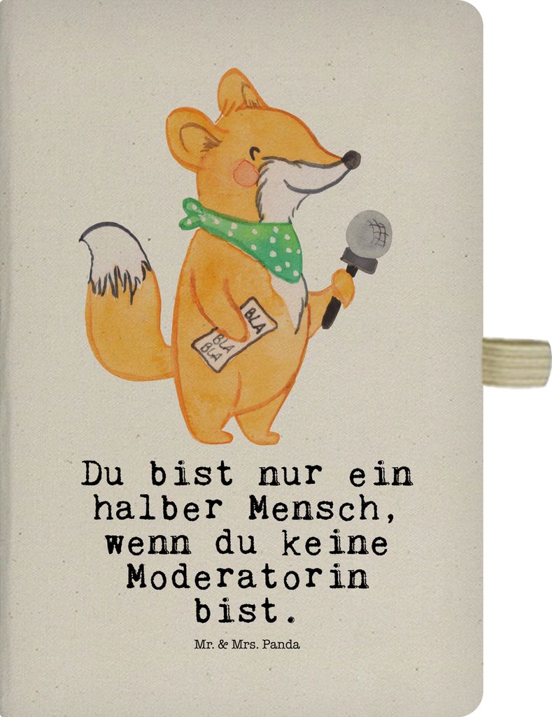 Mr. & Mrs. Panda Tagebuch Moderatorin Herz - Transparent - Geschenk, Adressbuch, Journal, notizbuch, A5, Reisetagebuch