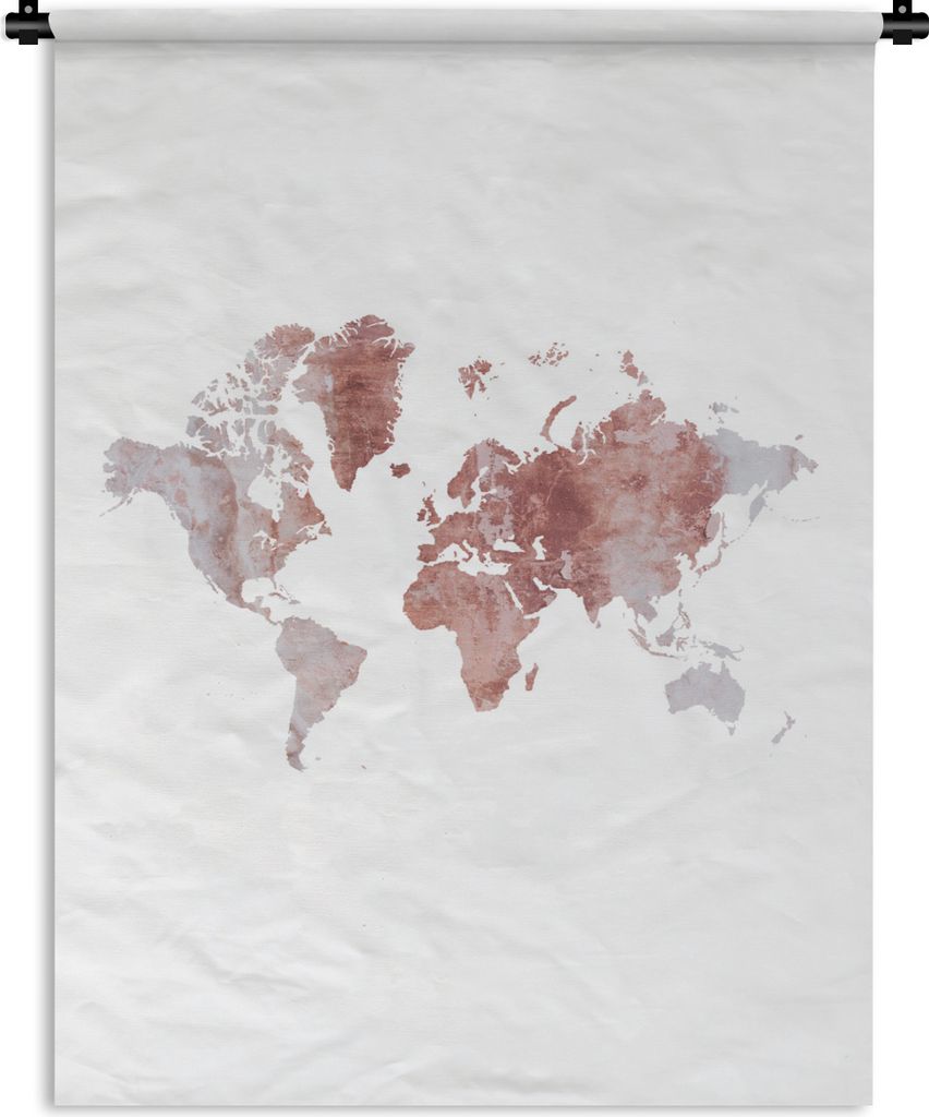 MuchoWow Wandteppich Wandbehang Weltkarte - Rosa - Marmor 90x120 cm Tapisserie Dekoration Wandtuch - Wanddeko