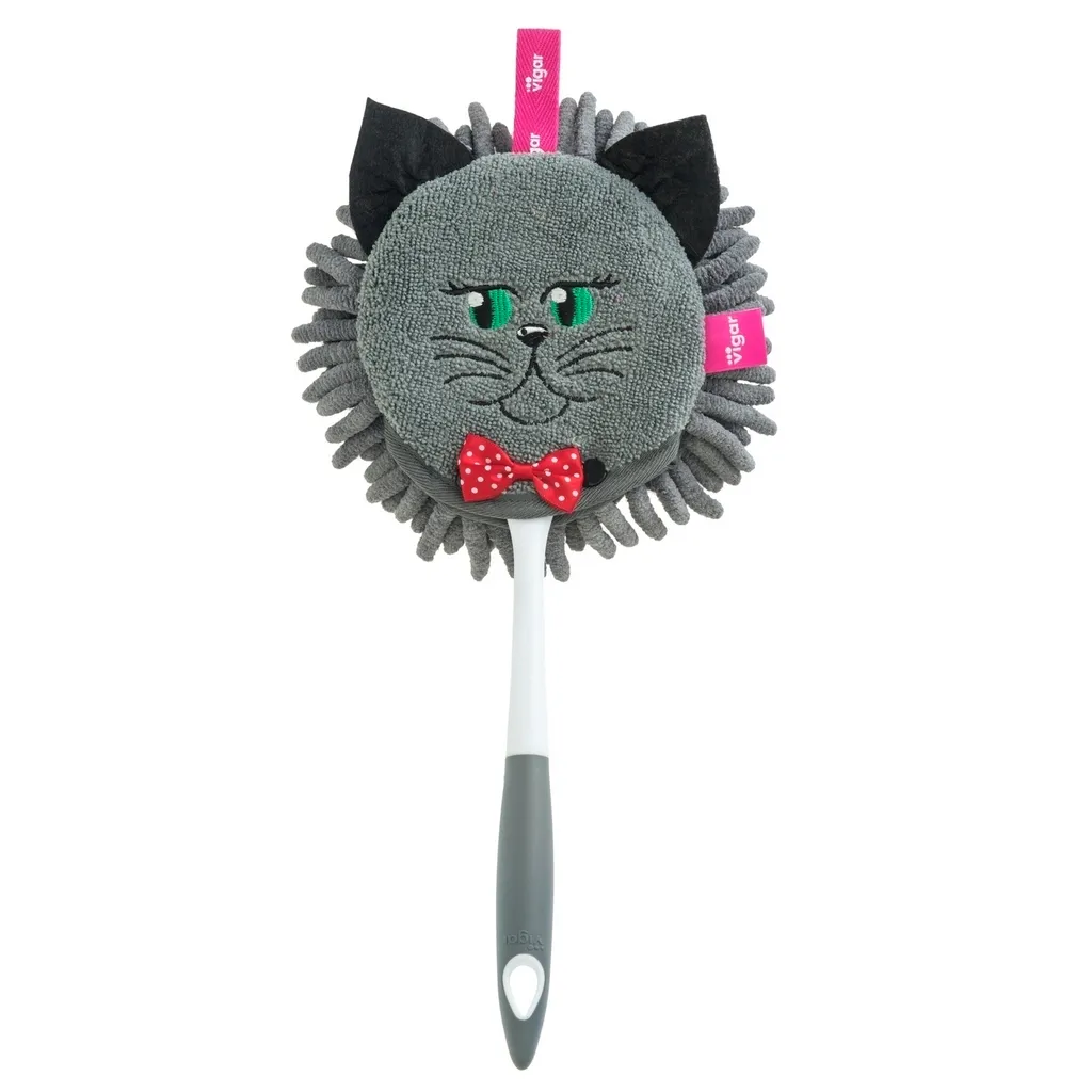 Spolverino Vigar Peppi Grigio | Il Gatto Cattura Polvere in Microfibra