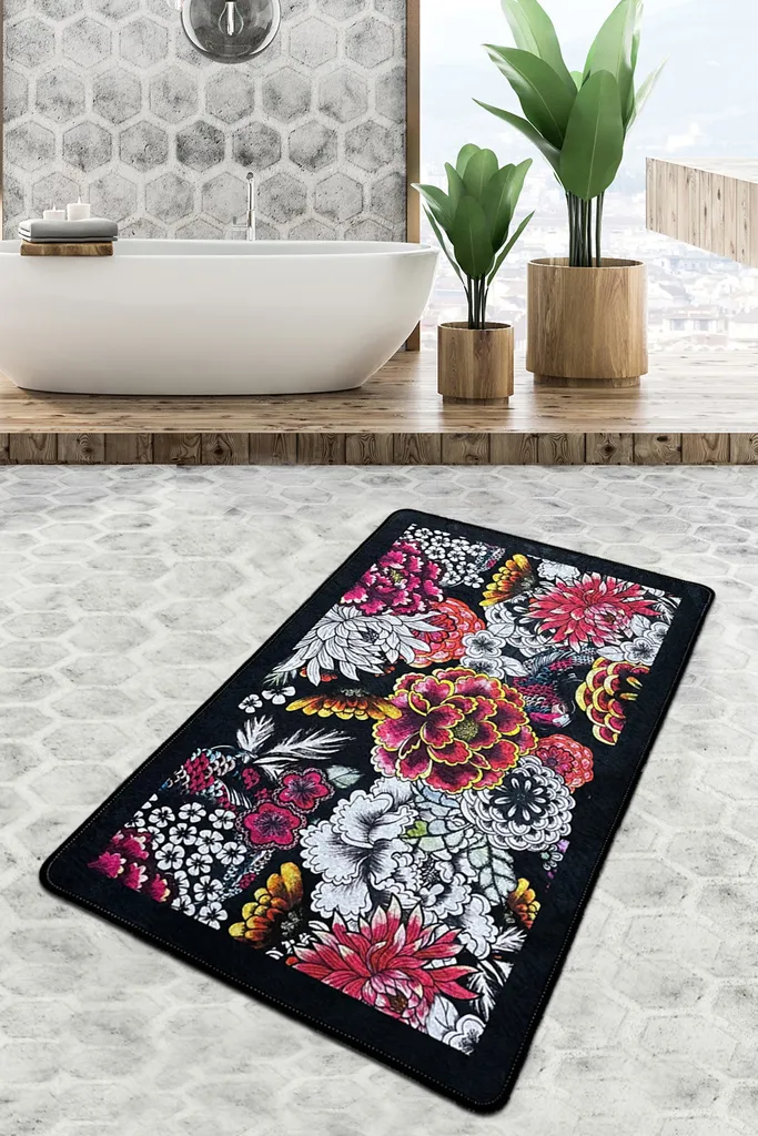 Tapis de bain antidérapant et absorbant Floreale Multicolore 700 g/m²