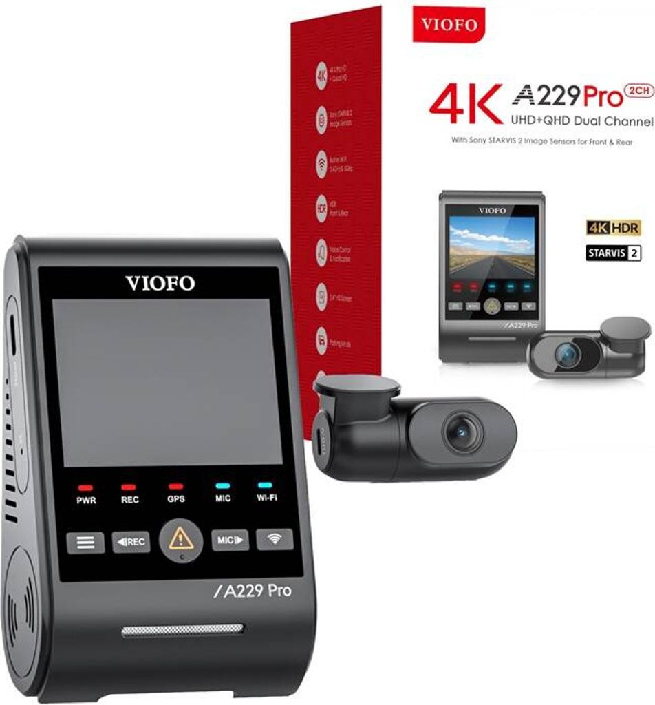 Viofo A229 Pro 2Ch 4K + 2K Wifi, Gps Obrázek produktu 3
