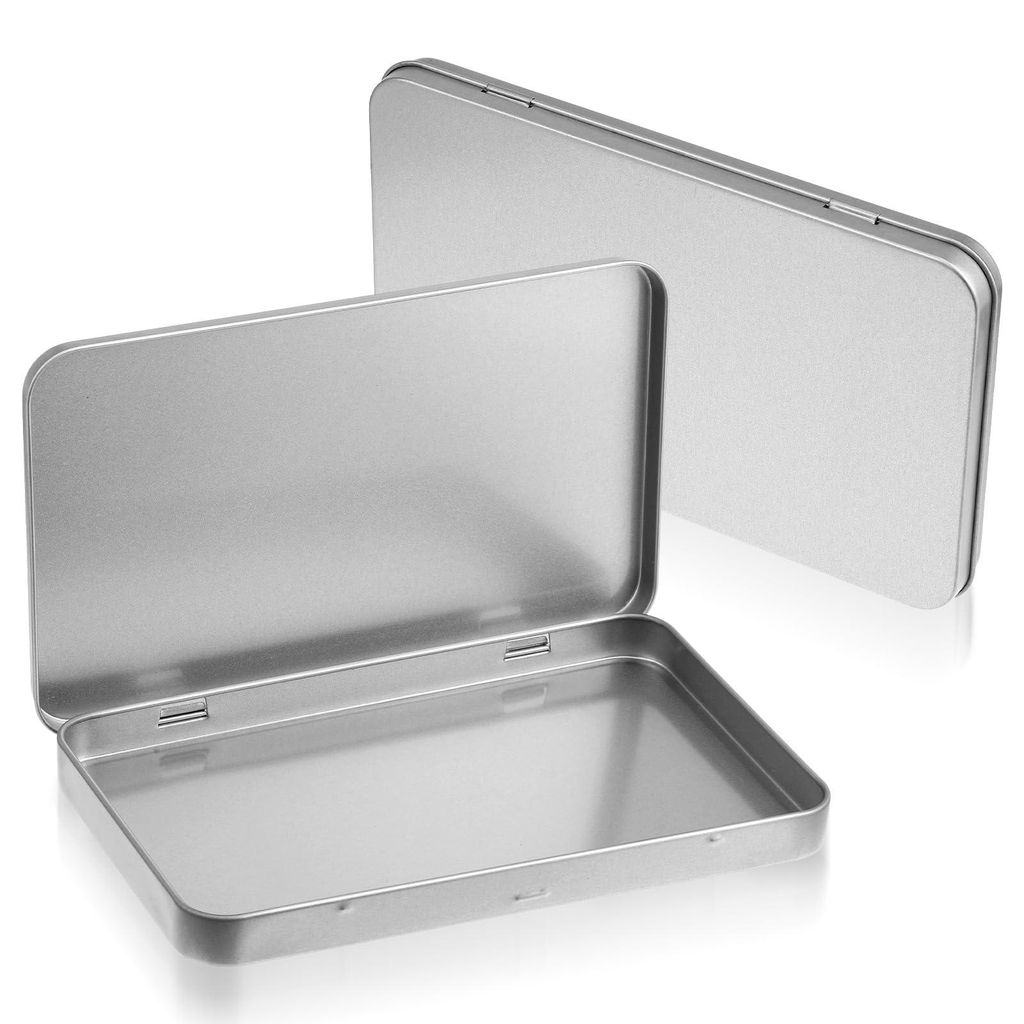 Set aus 2 silbernen Metalldosen, Mini-Aufbewahrungsboxen mit Deckel, kleine Metalldosen für Zuhause, ideal zum Transportieren, Aufbewahren und fü...