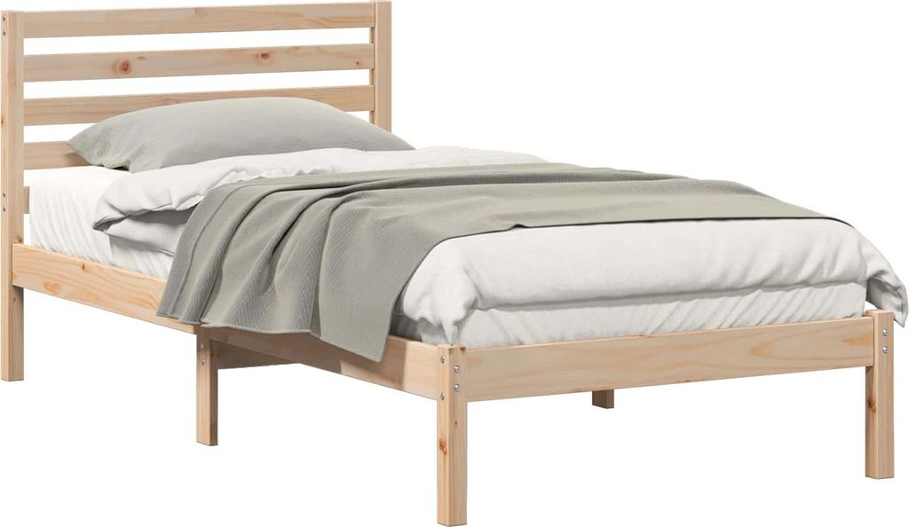 vidaXL Bettrahmen mit Kopfteil Braun 75 x 190 cm Massives Kiefernholz
