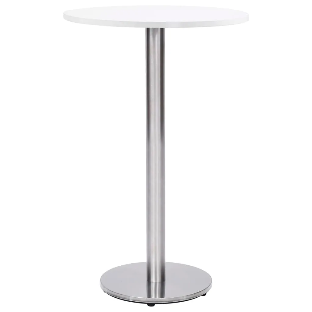 Pied de Table Mange-Debout Circulaire en Acier Inoxydable Argenté