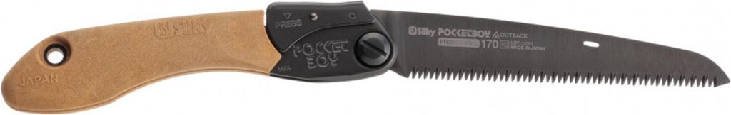 A folding saw is shown against a white background.