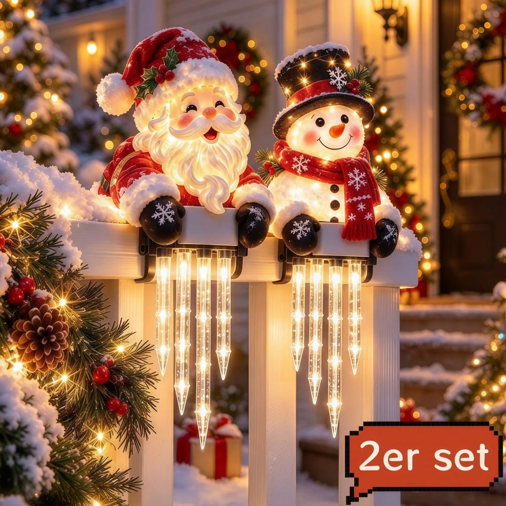 2er-Set Weihnachts-Solar-Klemmleuchten, Weihnachtsmann & Produktbild 