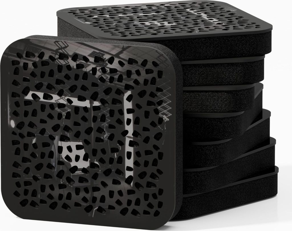 8er-Pack - Mini-Schallabsorptions-Diffus-Akustikplatte | 23 x 23 cm | Farbe: (Schwarz glänzender Kunststoff, ENRIA)