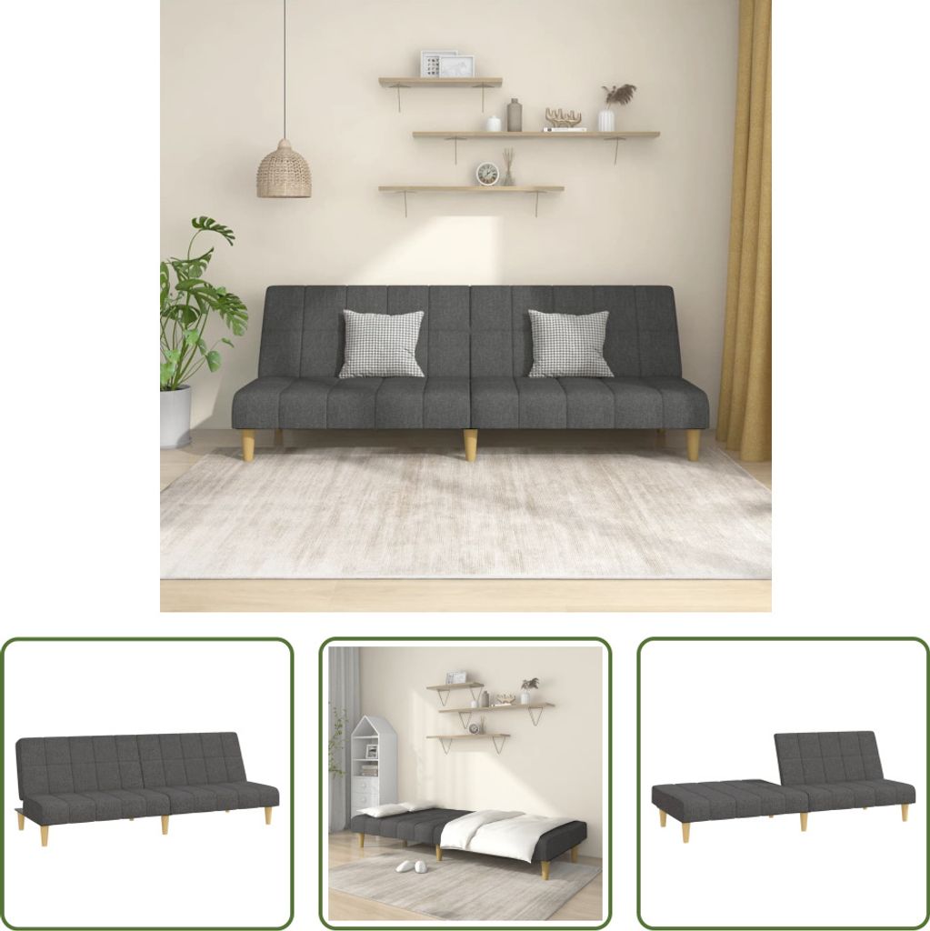 The Living Store Schlafsofa 2-Sitzer Dunkelgrau Stoff