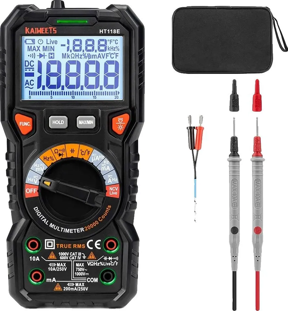 Multimètre numérique KAIWEETS HT118E pour électricien et maintenance