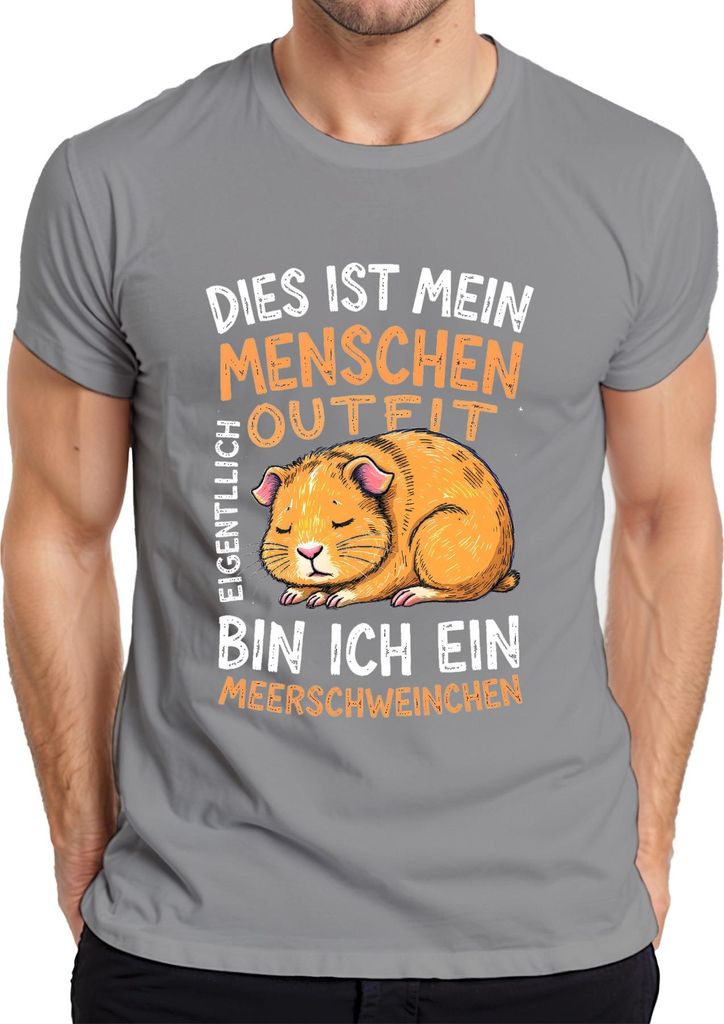 Dies ist mein Menschen Outfit Meerschweinchen Karneval Lustig Herren T-Shirt, Grau, M