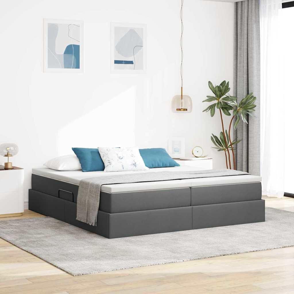 Maison Exclusive - Aufbewahrungsbett mit Matratze Dunkelgrau 180 x 200 cm