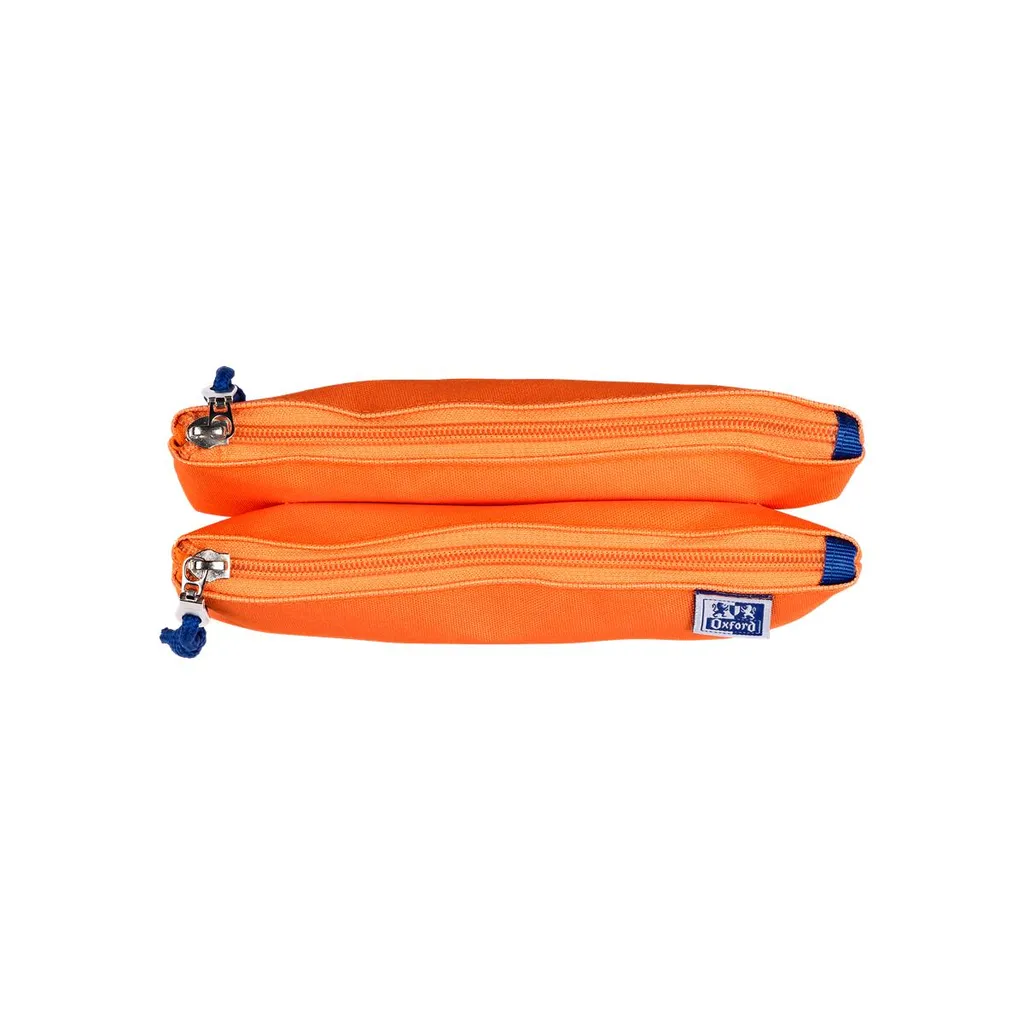 Etui double pochette Oxford orange en polyester lavable très robuste