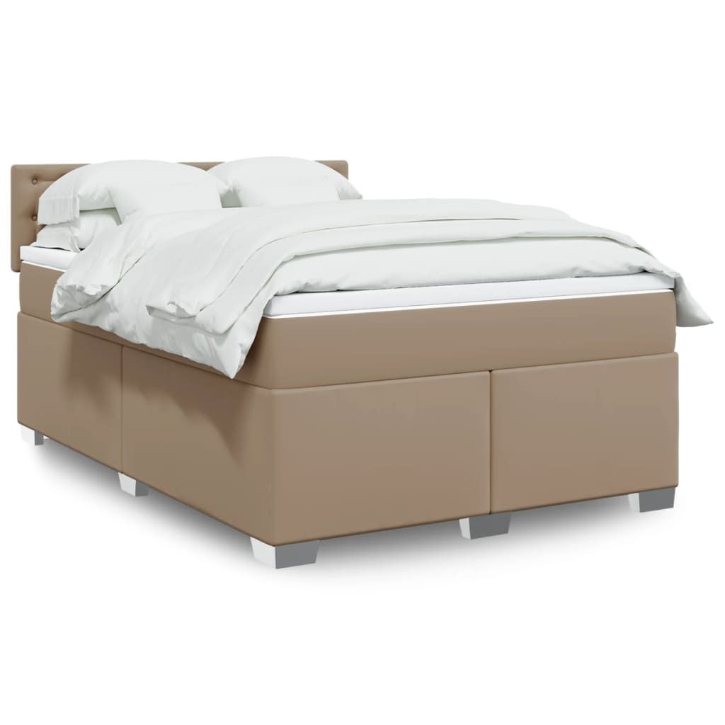 "Rabatt" moderne Boxspringbett - mit Plattform-Lattenrost - Matratze Cappuccino-Braun 140x200cm Kunstleder - Klassische Betten CC11064