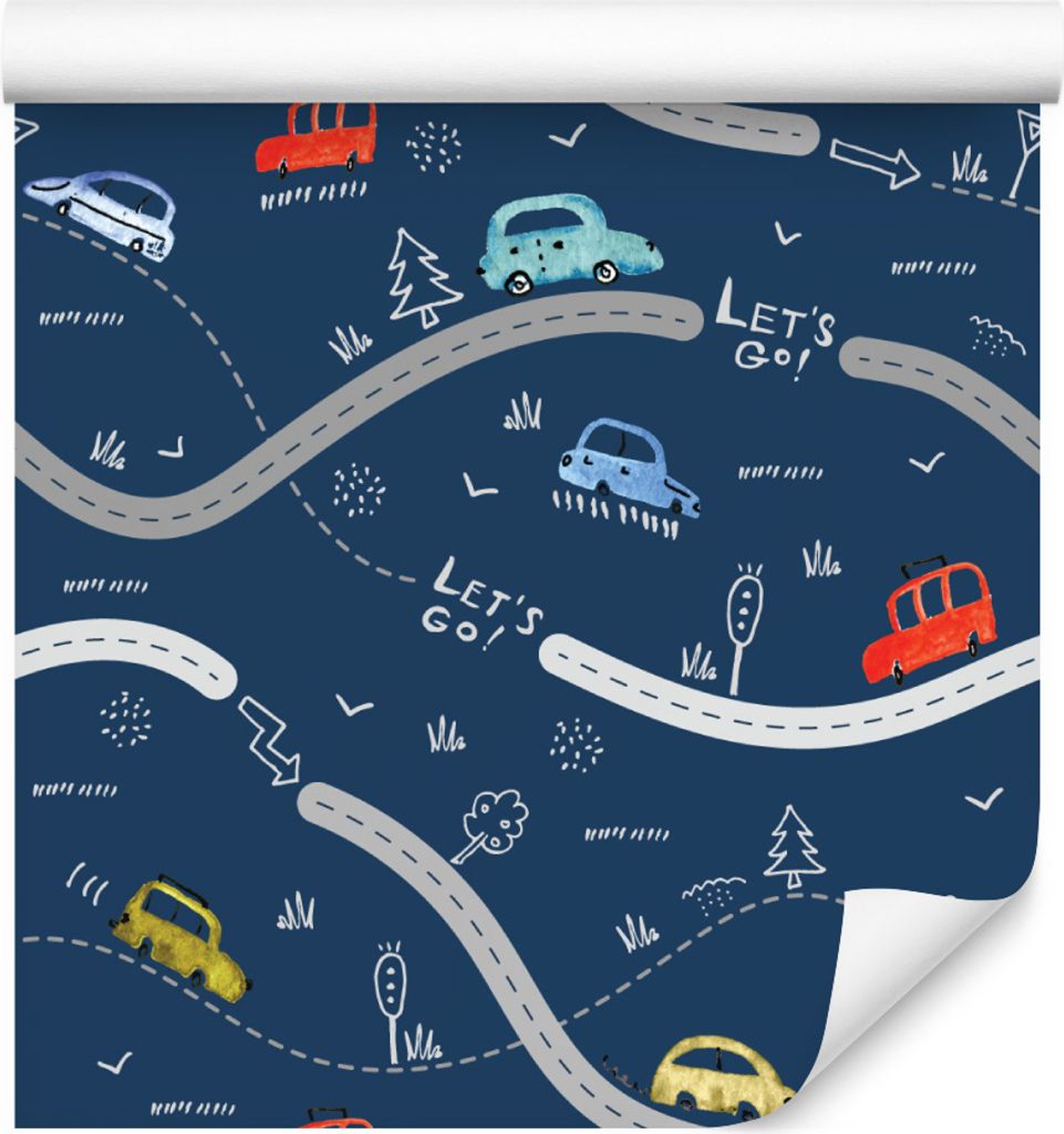 10m VLIES TAPETE Rolle Kinderzimmer Autos Straße Reise Ampeln Bäume XXL