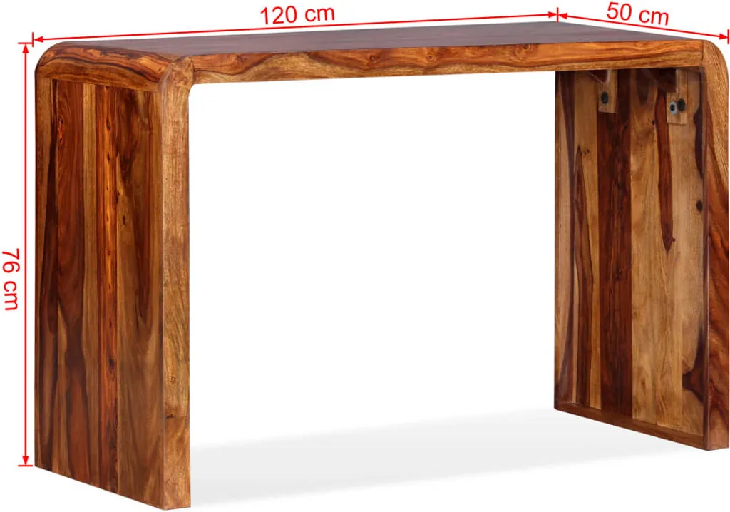 Buffet bureau en bois massif marron - Meuble de rangement polyvalent - 9