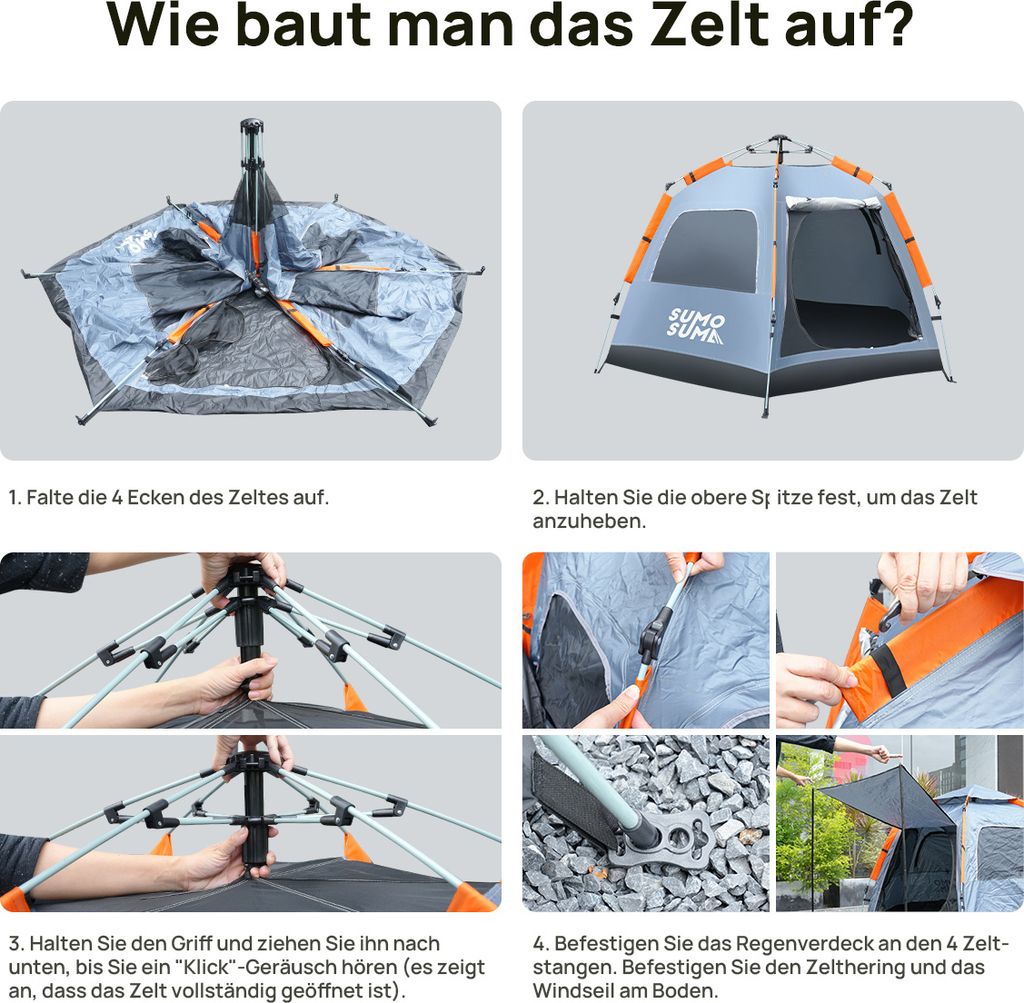 Sumosuma Campingzelt wasserdicht für 4 Personen, Produktbild 12