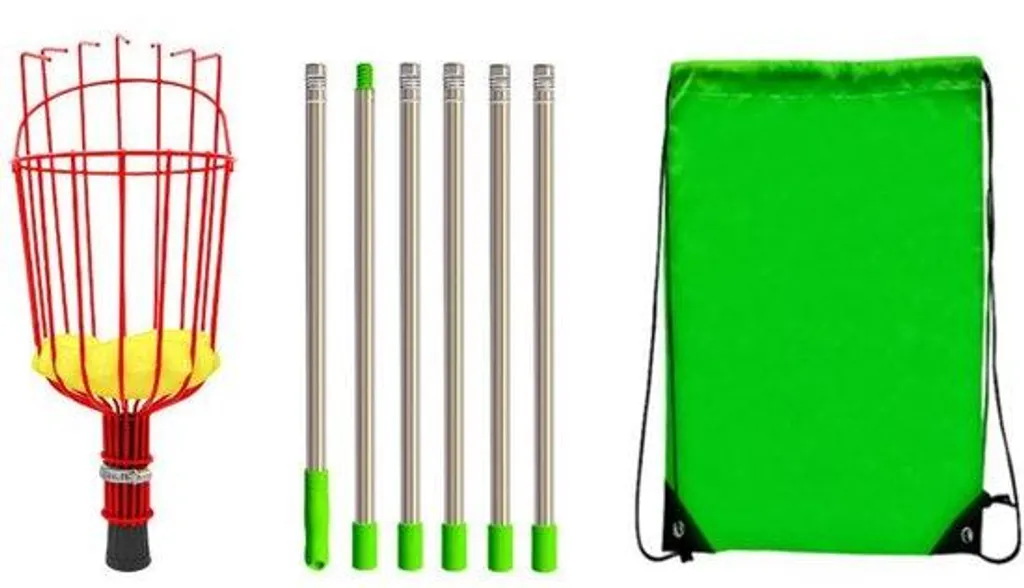 Cueille-fruits télescopique 2,4m avec sac de récolte et manche 6 sections