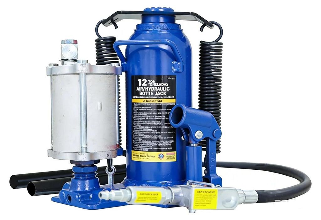 Flaschenheber - Luft-hydraulisch - 12 t Tragkraft - Mit Handpumpe - Schwerlast - Für Auto und Lkw - Orange